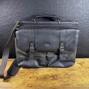 Solo Laptop Messenger Bag Briefcase Unisex Adjustable Strap Brown Faux Leather